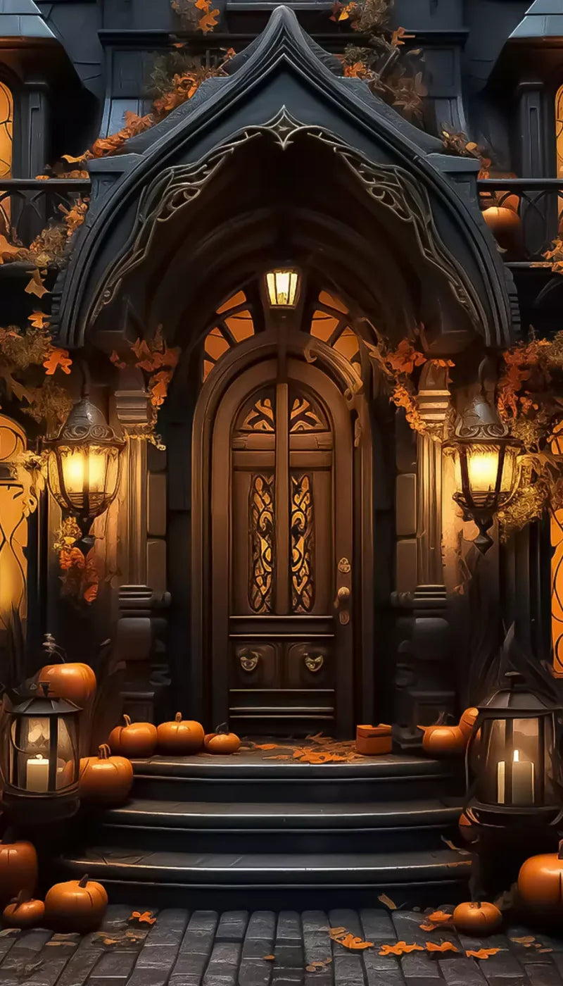 Halloween Door Step I 8’X14’ Ultracloth (96 X 168 Inch) Backdrop