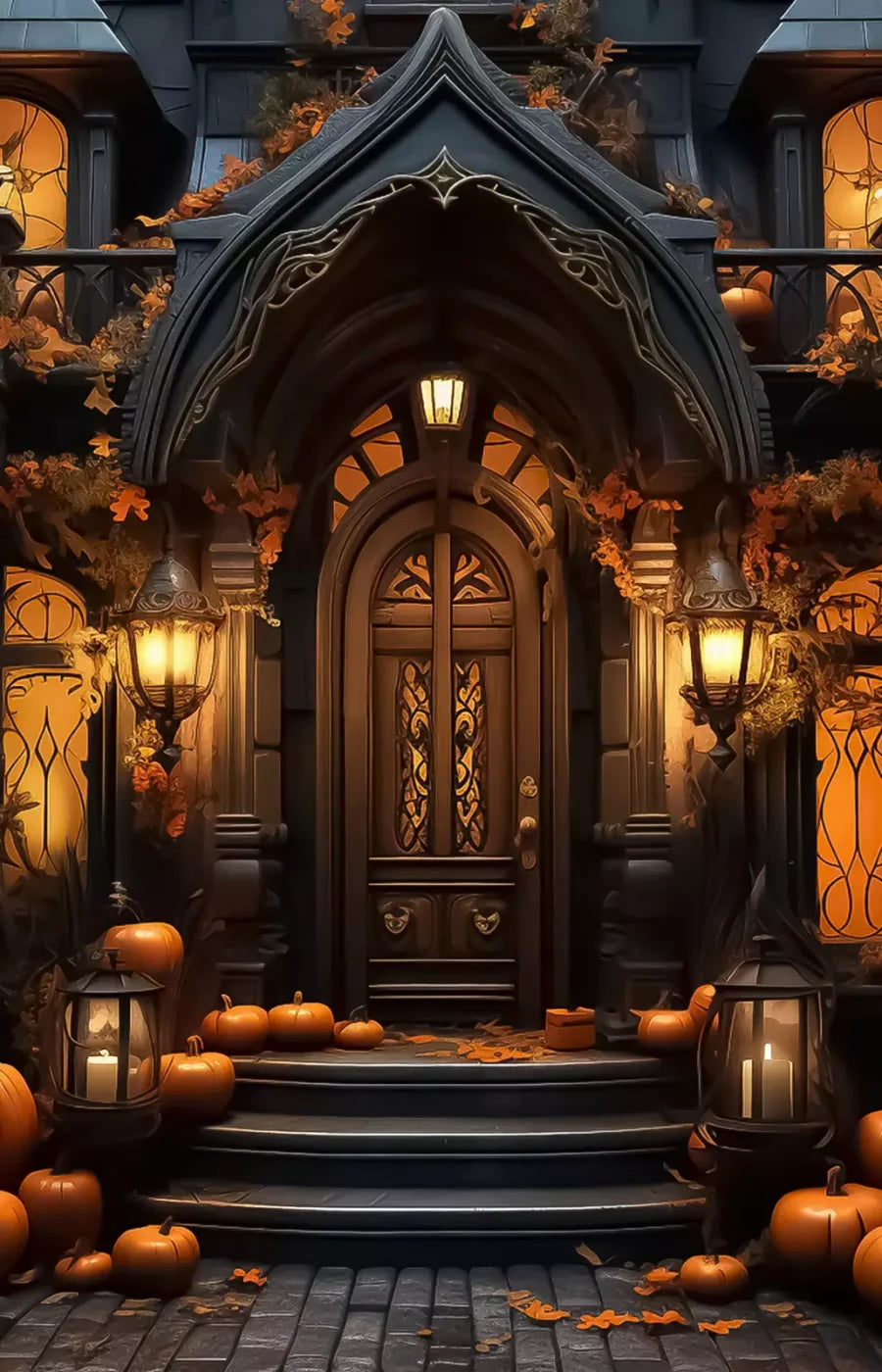 Halloween Door Step I 9’X14’ Ultracloth (108 X 168 Inch) Backdrop