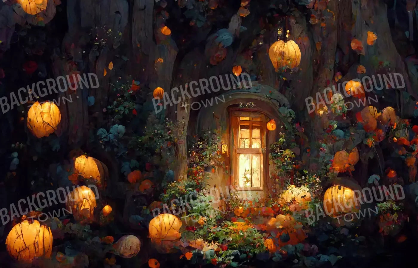 Halloween Fairy Garden 14’X9’ Ultracloth (168 X 108 Inch) Backdrop