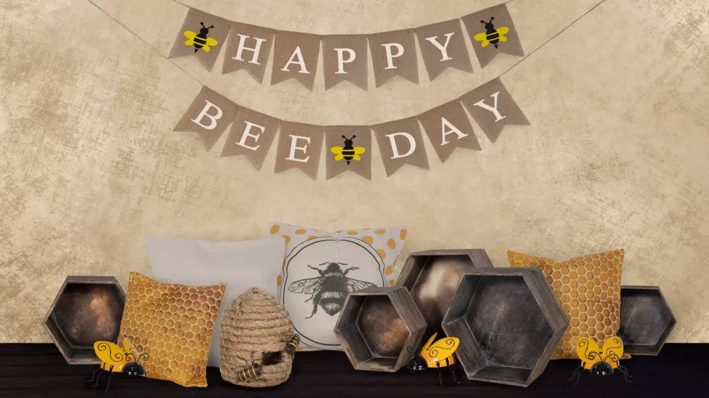 Happy Bee Day 14X8 Ultracloth ( 168 X 96 Inch ) Backdrop