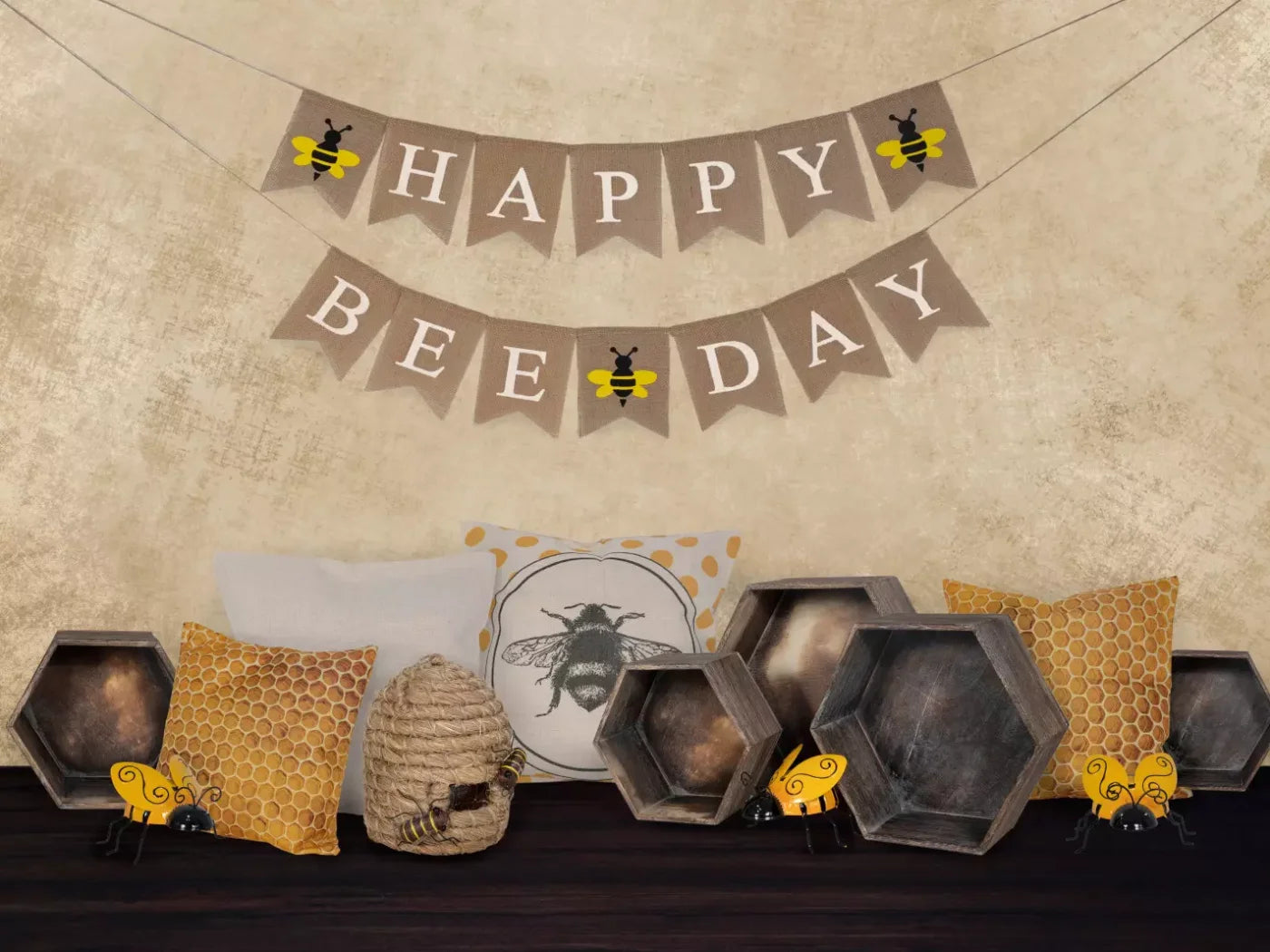 Happy Bee Day 68X5 Fleece ( 80 X 60 Inch ) Backdrop