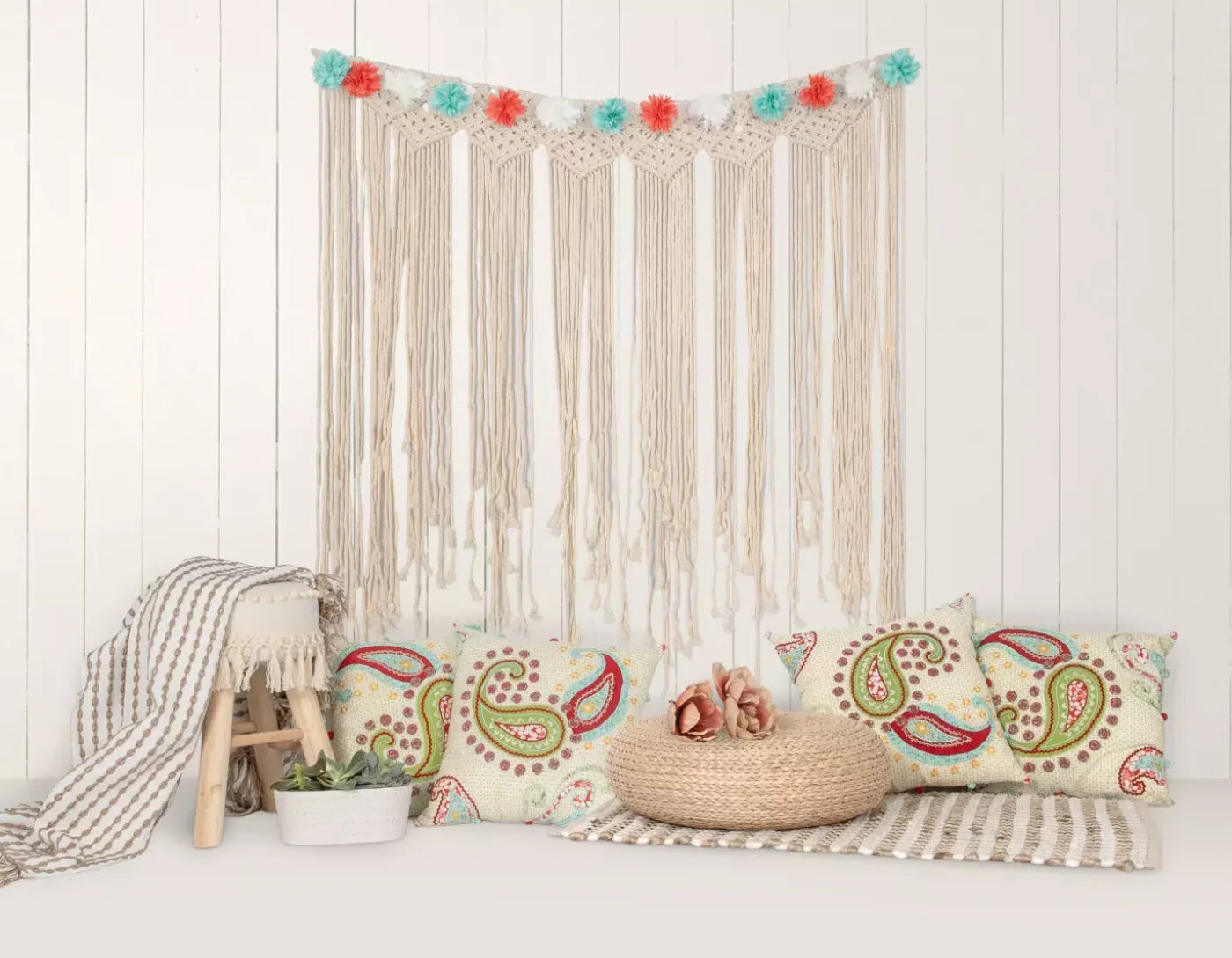 Happy Boho 8X6 Fleece ( 96 X 72 Inch ) Backdrop
