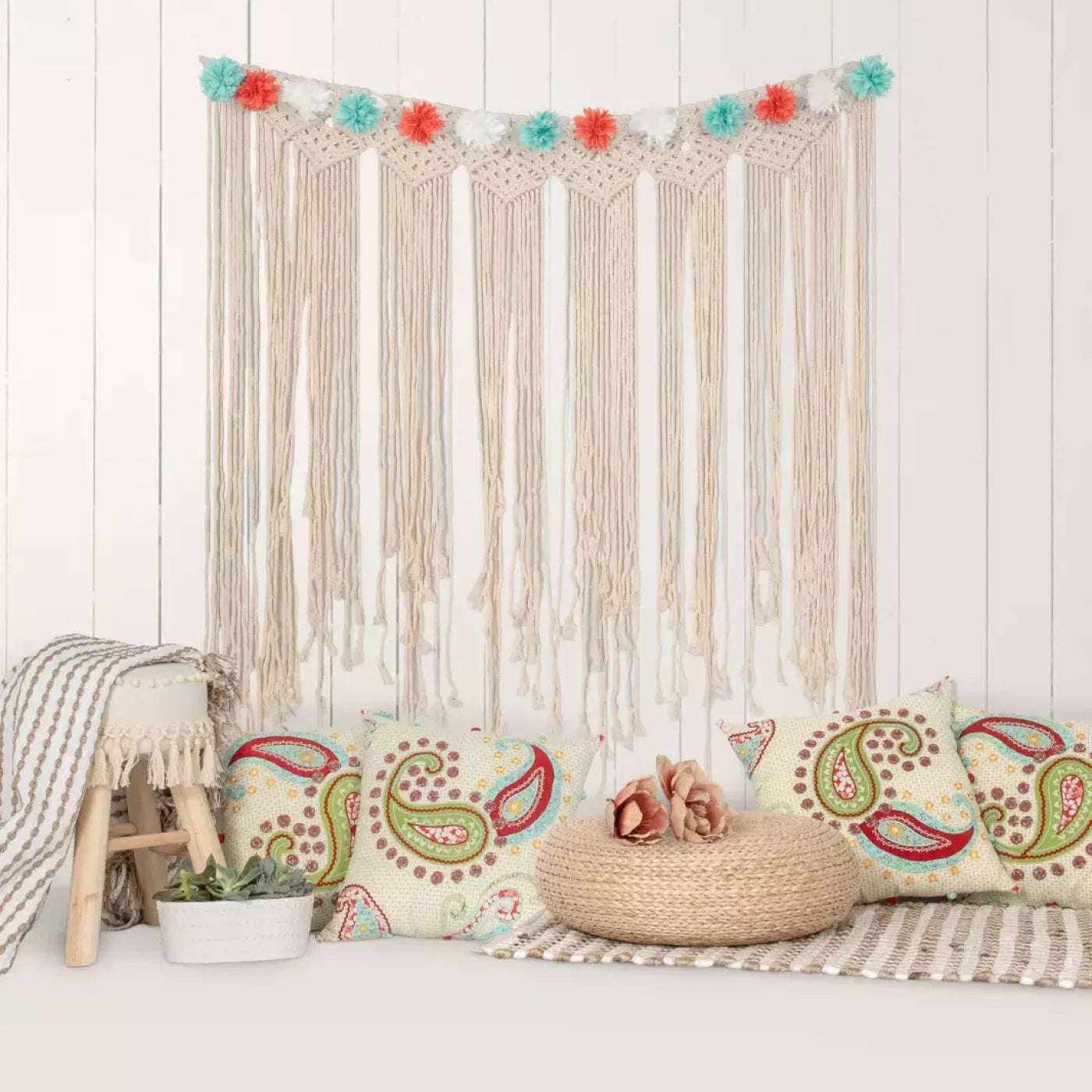 Happy Boho 8X8 Fleece ( 96 X Inch ) Backdrop