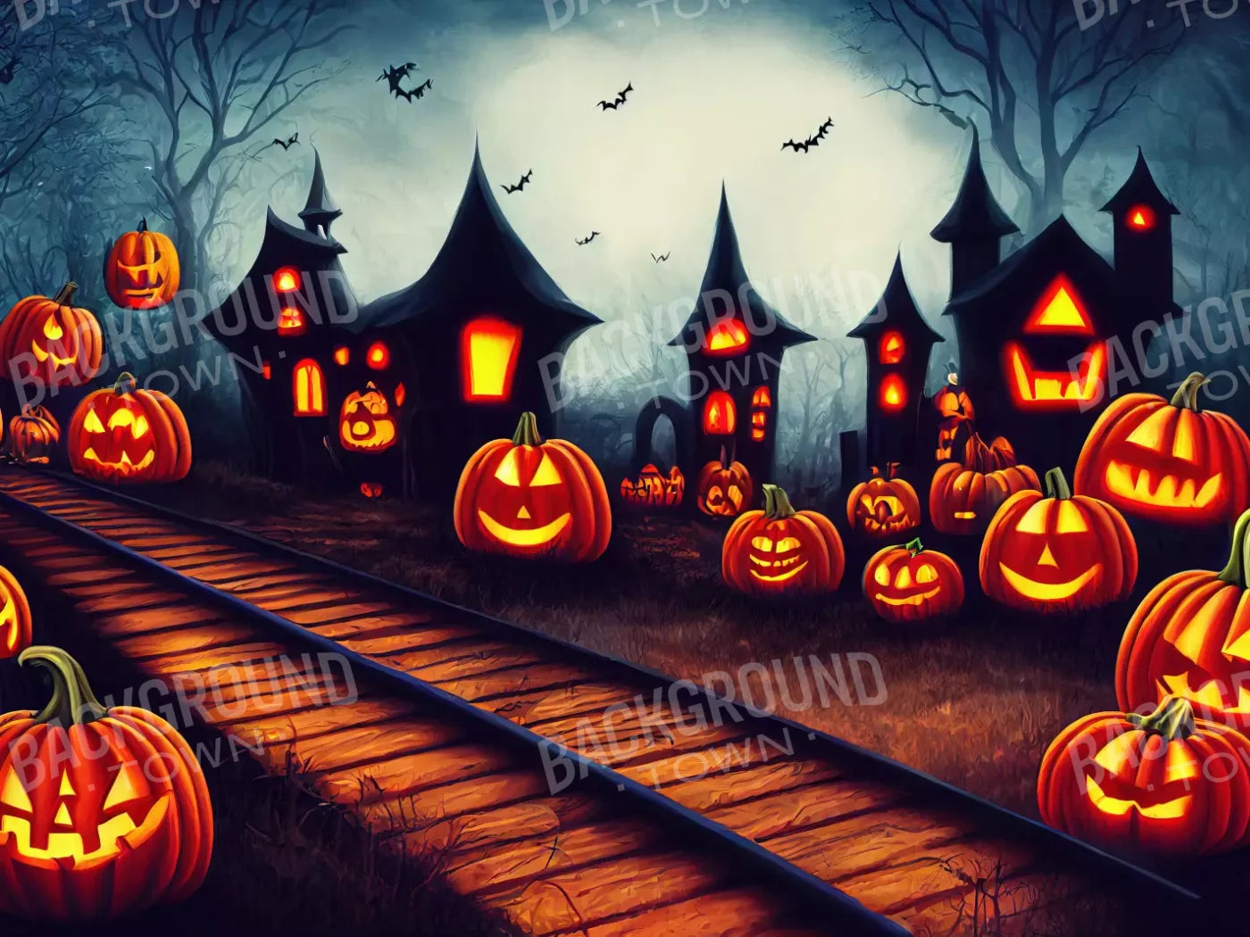 Happy O Lantern 10X8 Fleece ( 120 X 96 Inch ) Backdrop