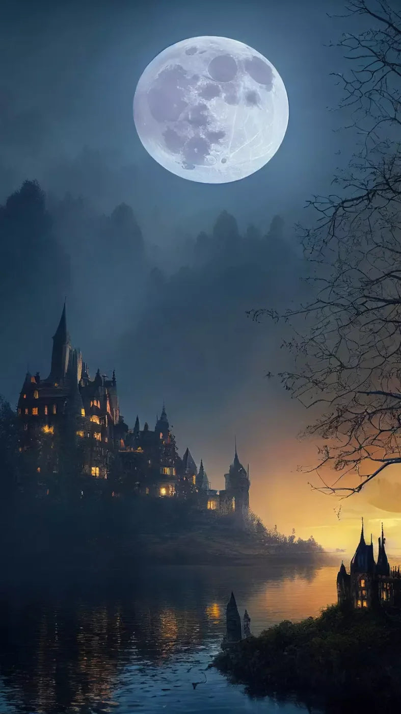 Haunted Castle 8X14 Ultracloth ( 96 X 168 Inch ) Backdrop