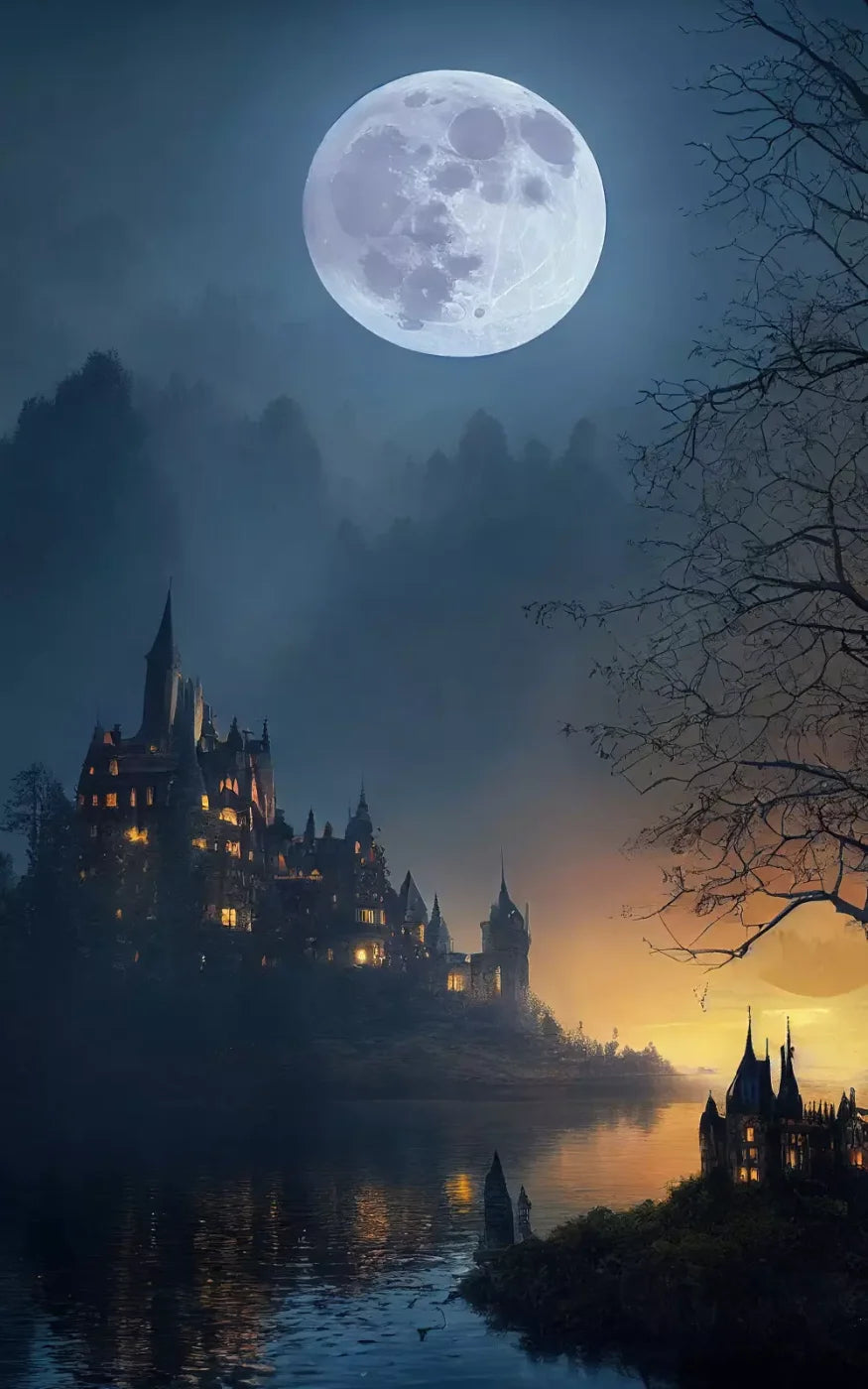 Haunted Castle 9X14 Ultracloth ( 108 X 168 Inch ) Backdrop