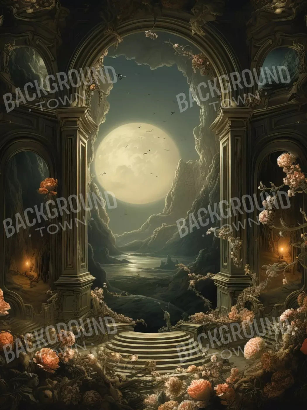 Haunted Elegance I 6’X8’ Fleece (72 X 96 Inch) Backdrop