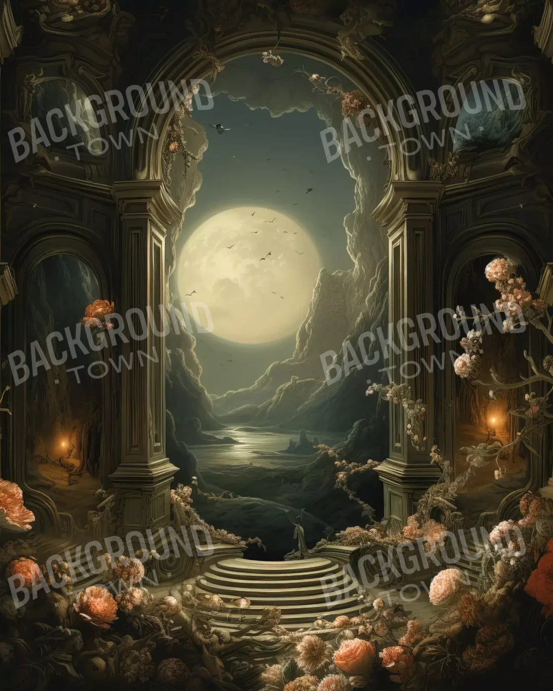 Haunted Elegance I 8’X10’ Fleece (96 X 120 Inch) Backdrop