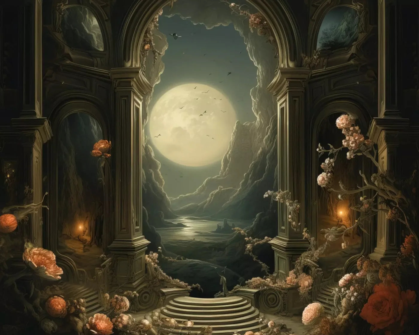 Haunted Elegance I 10’X8’ Fleece (120 X 96 Inch) Backdrop
