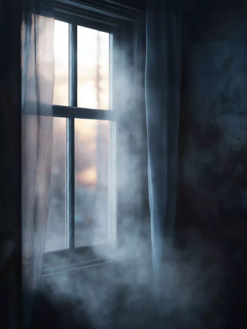Haunted Window 6’X8’ Fleece (72 X 96 Inch) Backdrop