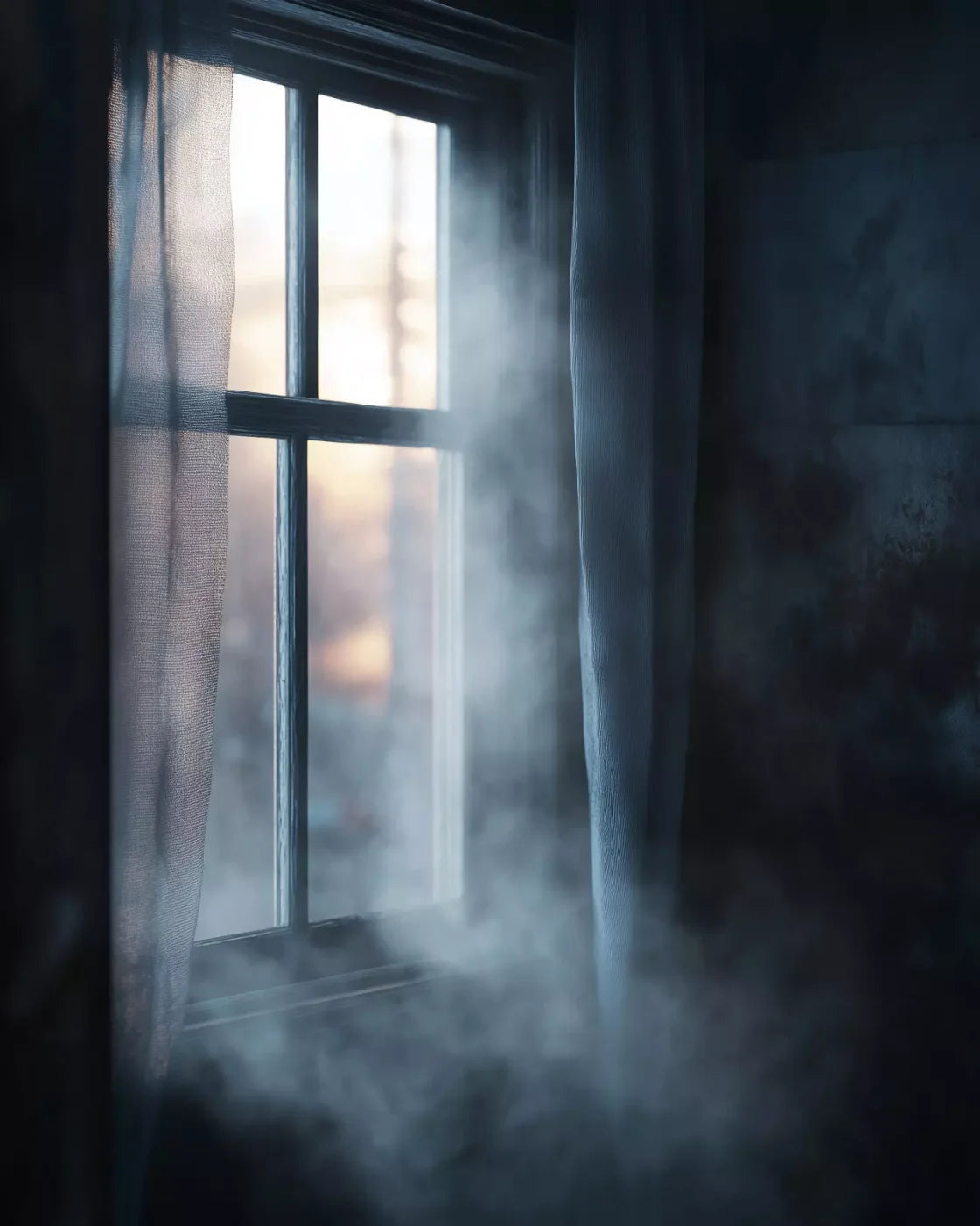 Haunted Window 8’X10’ Fleece (96 X 120 Inch) Backdrop