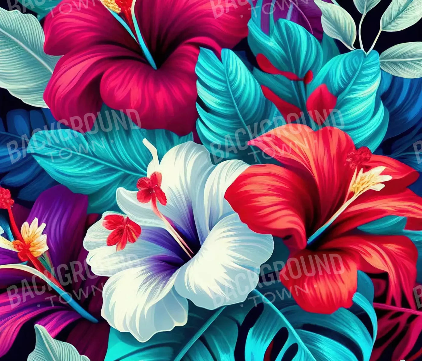 Hawaiian Hibiscus 12X10 Ultracloth ( 144 X 120 Inch ) Backdrop