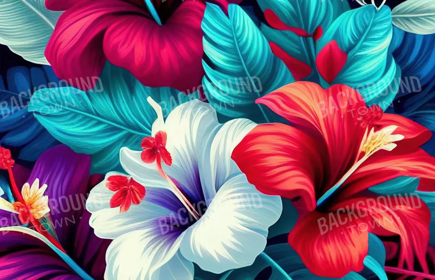 Hawaiian Hibiscus 12X8 Ultracloth ( 144 X 96 Inch ) Backdrop
