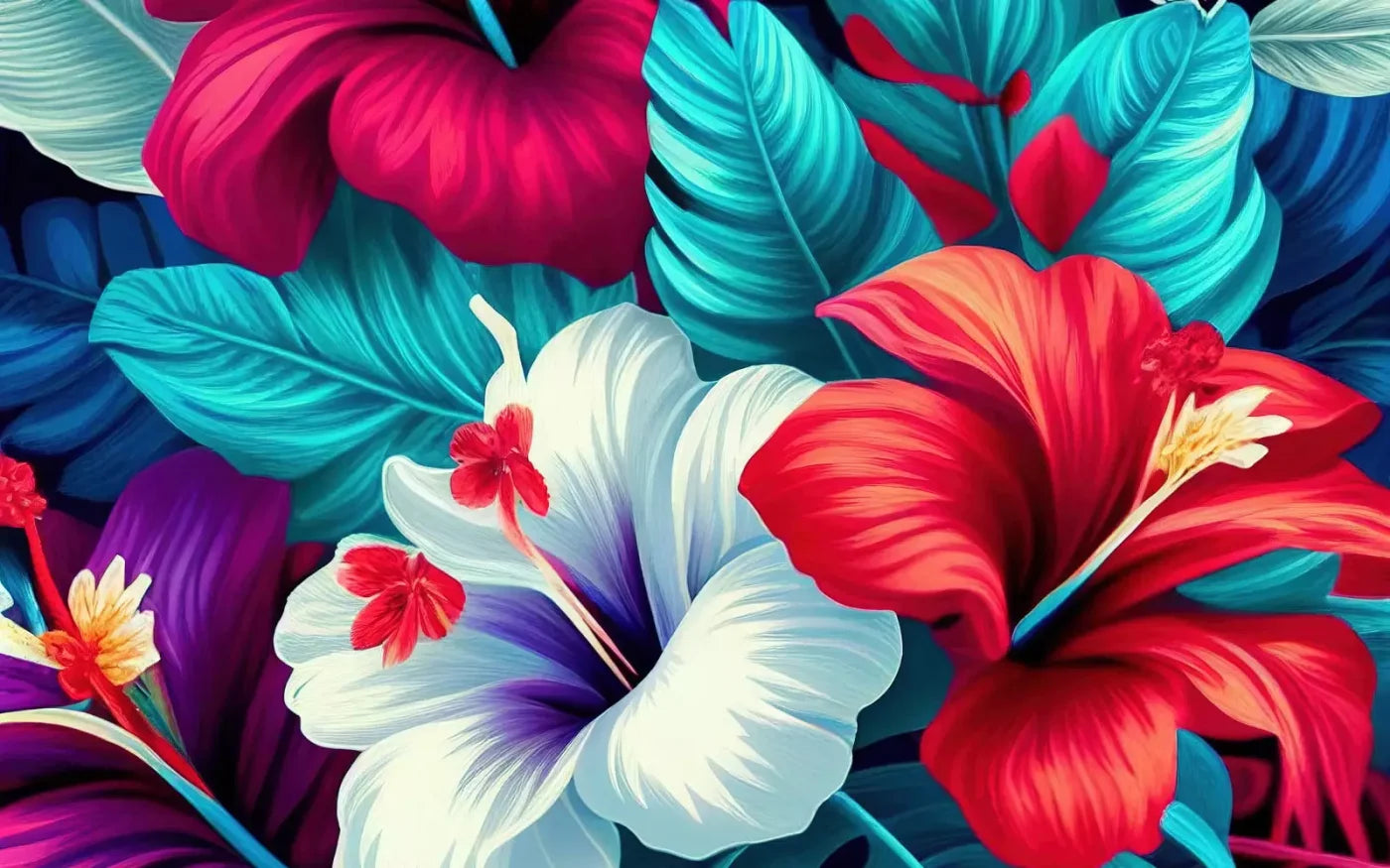 Hawaiian Hibiscus 14X9 Ultracloth ( 168 X 108 Inch ) Backdrop