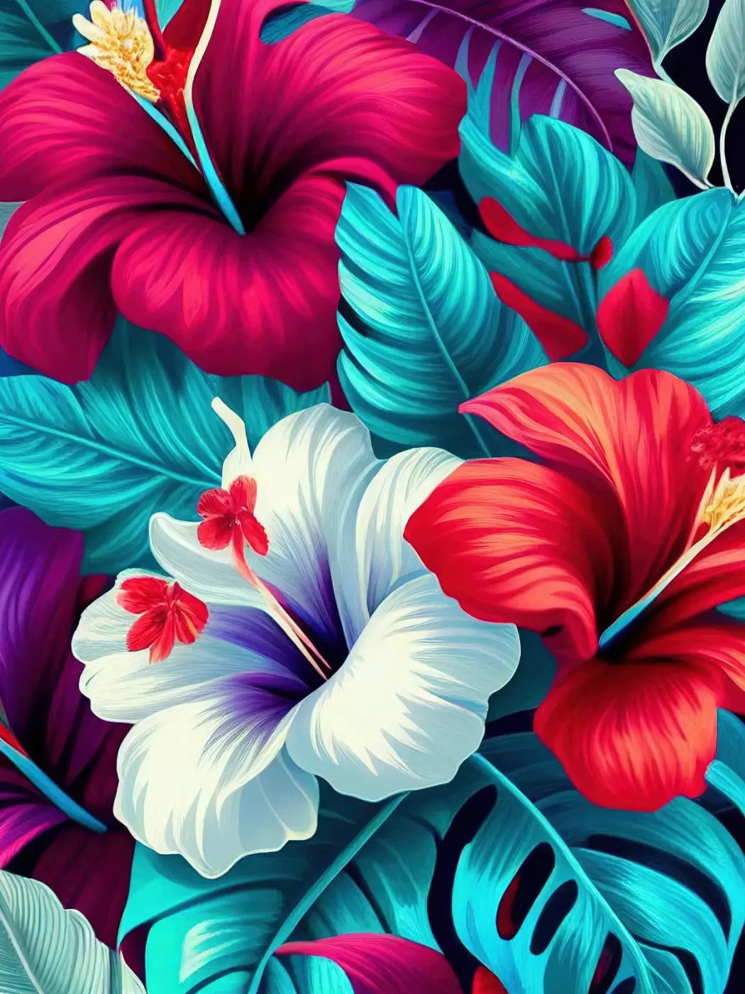 Hawaiian Hibiscus 5X68 Fleece ( 60 X 80 Inch ) Backdrop