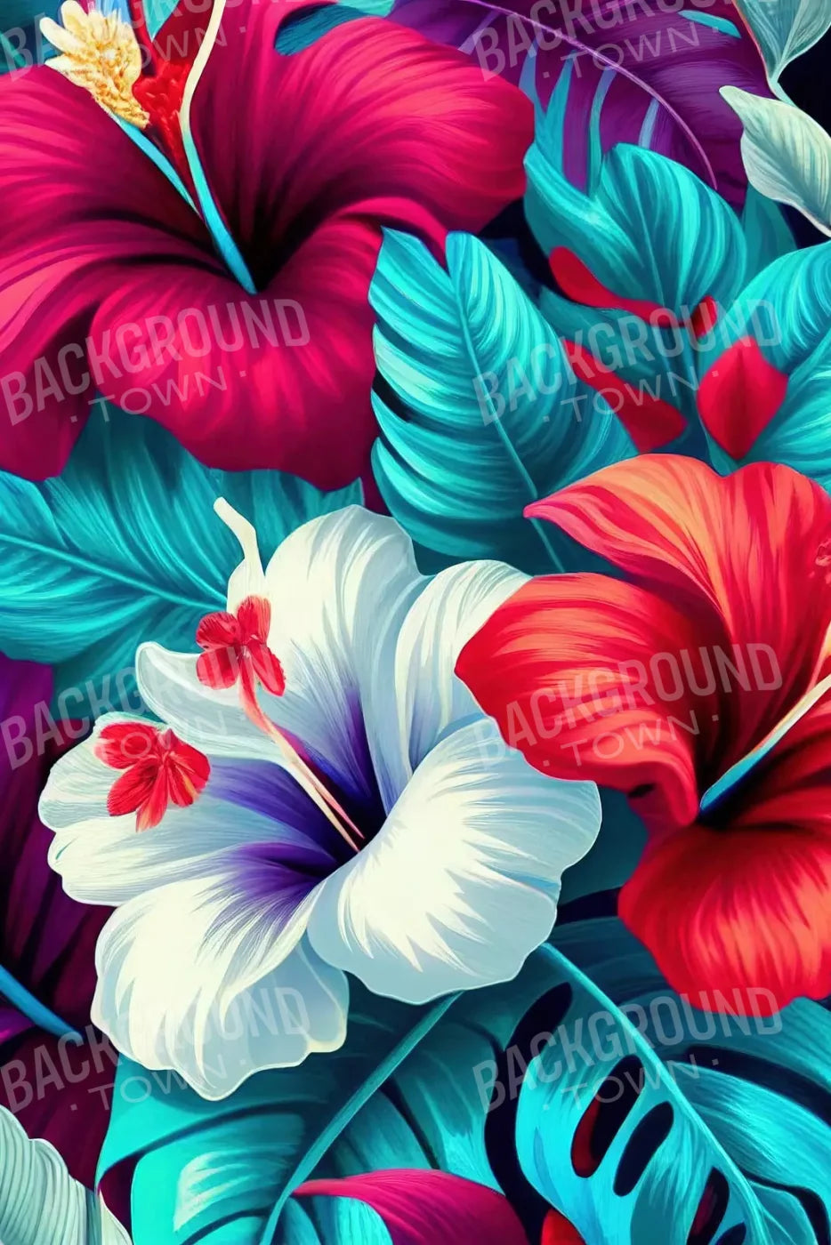 Hawaiian Hibiscus 5X8 Ultracloth ( 60 X 96 Inch ) Backdrop