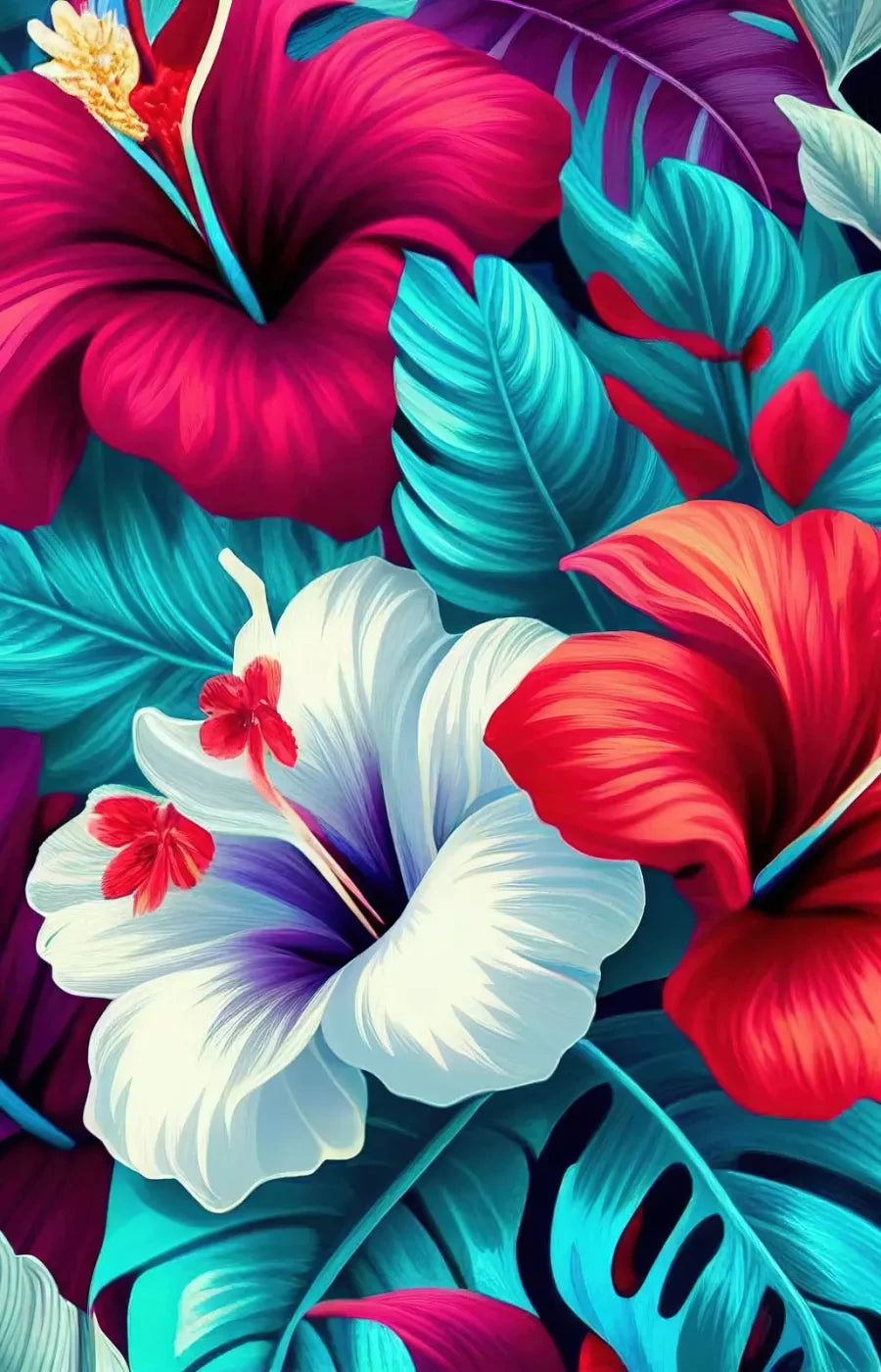 Hawaiian Hibiscus 8X12 Ultracloth ( 96 X 144 Inch ) Backdrop