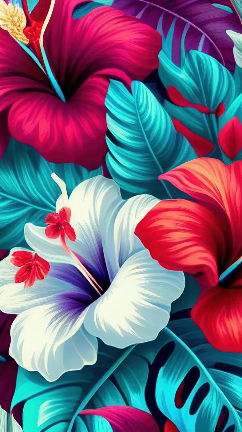 Hawaiian Hibiscus 8X14 Ultracloth ( 96 X 168 Inch ) Backdrop
