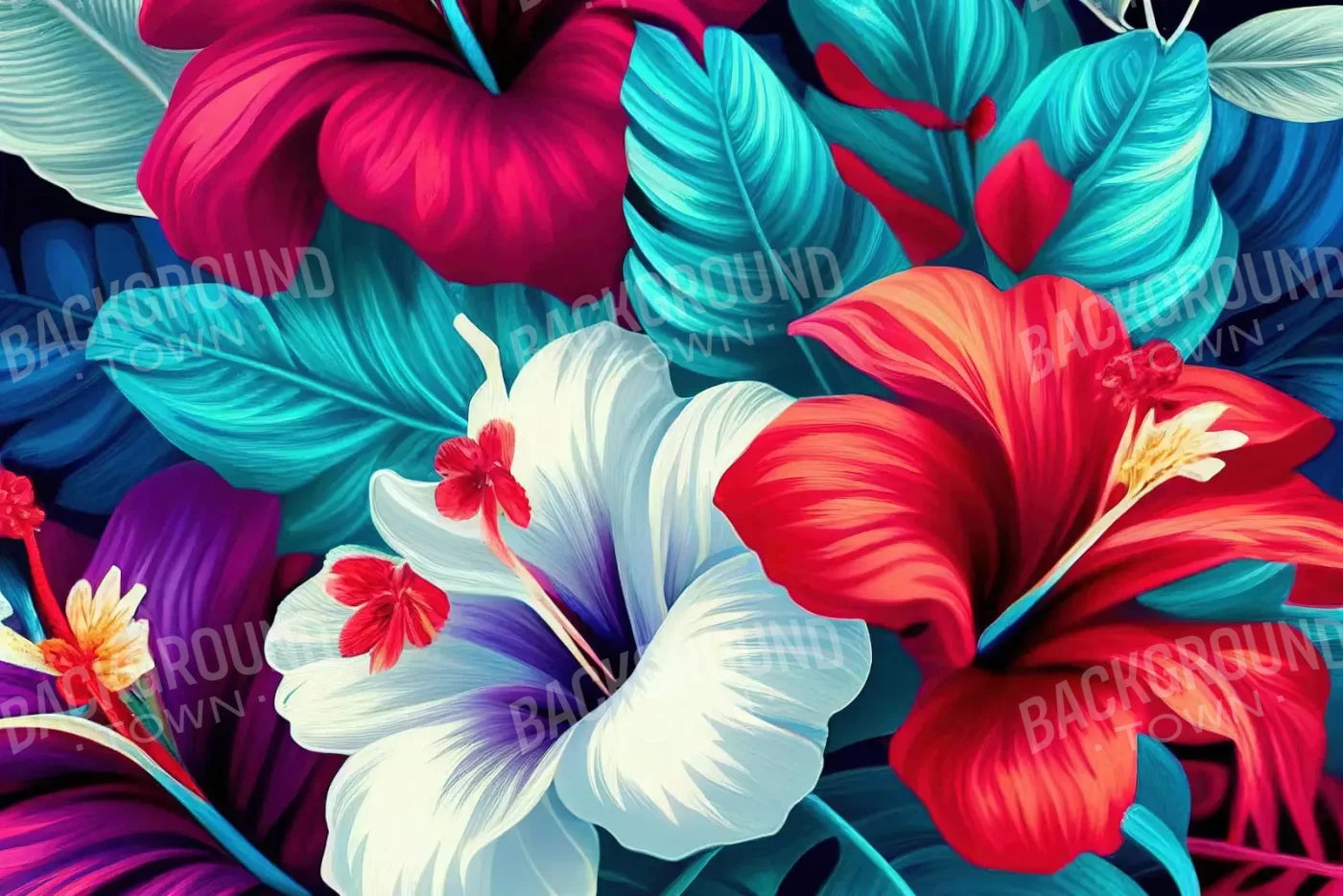 Hawaiian Hibiscus 8X5 Ultracloth ( 96 X 60 Inch ) Backdrop