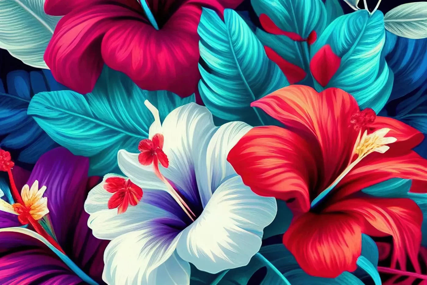 Hawaiian Hibiscus 8X5 Ultracloth ( 96 X 60 Inch ) Backdrop