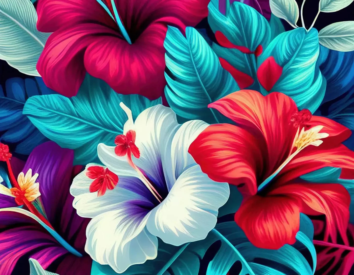 Hawaiian Hibiscus 8X6 Fleece ( 96 X 72 Inch ) Backdrop