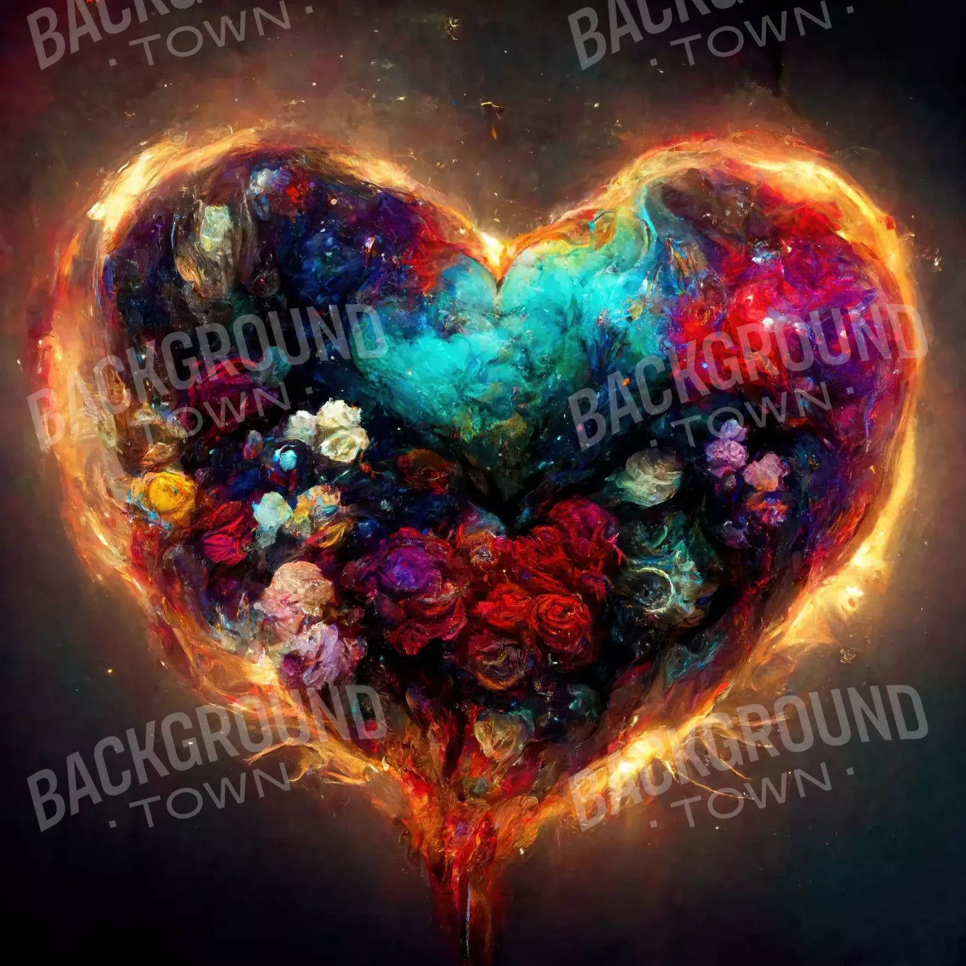 Heart On Fire Ii 8’X8’ Fleece (96 X Inch) Backdrop