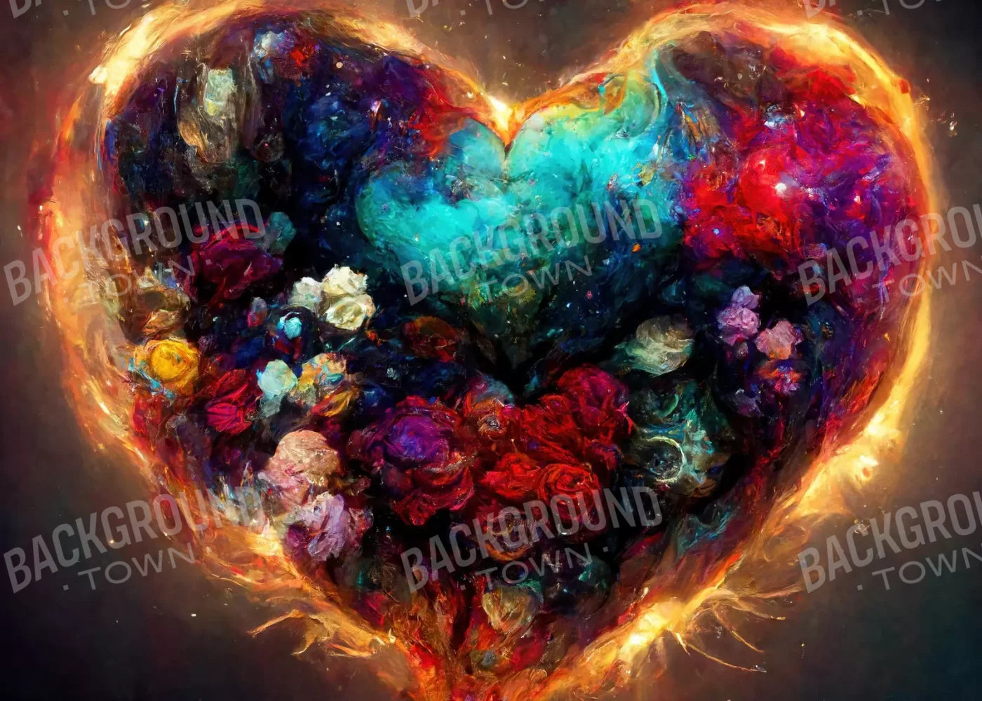Heart On Fire Ii 7’X5’ Ultracloth (84 X 60 Inch) Backdrop