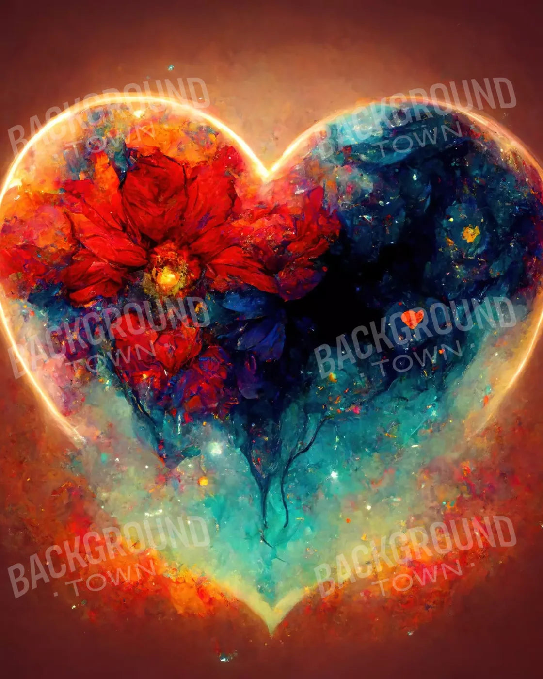 Heart On Fire Iii 8’X10’ Fleece (96 X 120 Inch) Backdrop