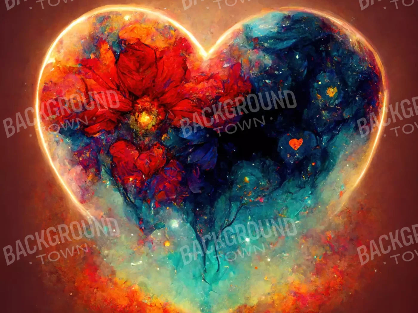 Heart On Fire Iii 8’X6’ Fleece (96 X 72 Inch) Backdrop