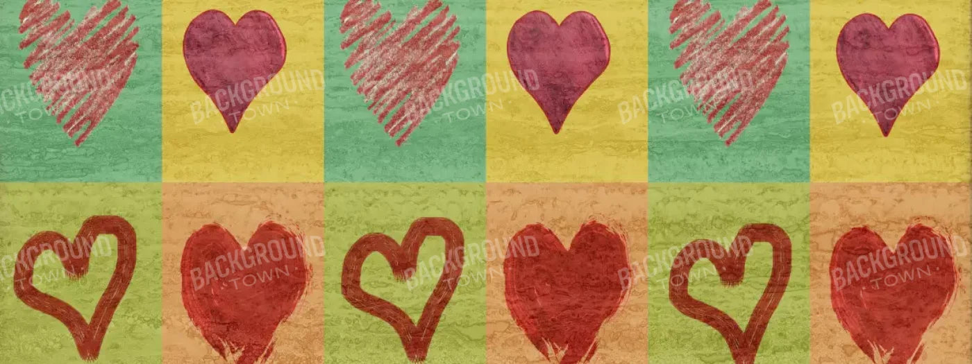Hearts 20X8 Ultracloth ( 240 X 96 Inch ) Backdrop