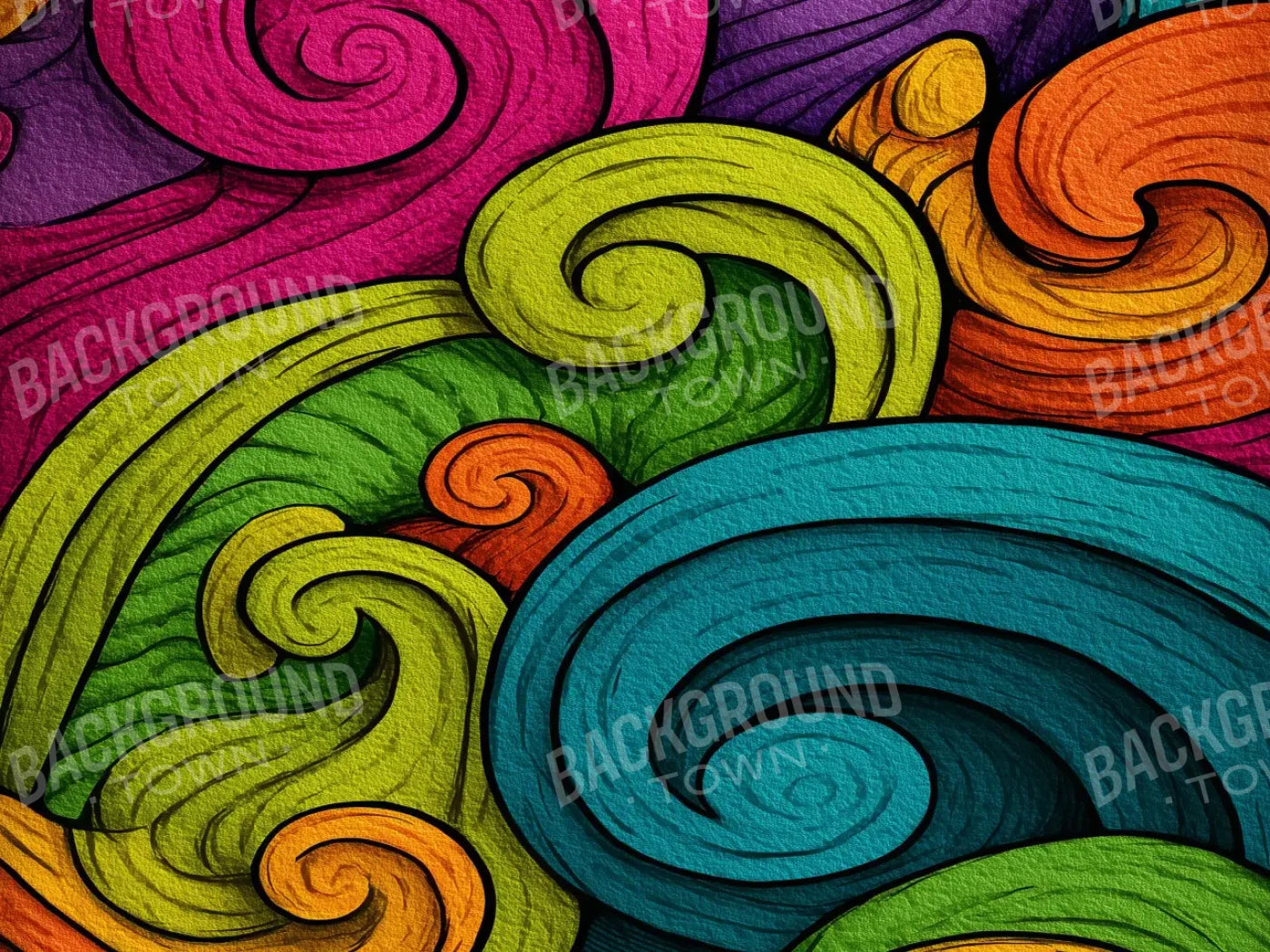Highlighter Swirls 6’8x5’ Fleece (80 x 60 inch) Backdrop