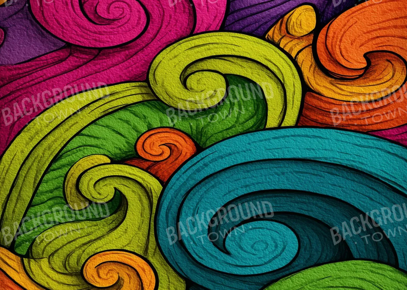Highlighter Swirls 7’x5’ UltraCloth (84 x 60 inch) Backdrop