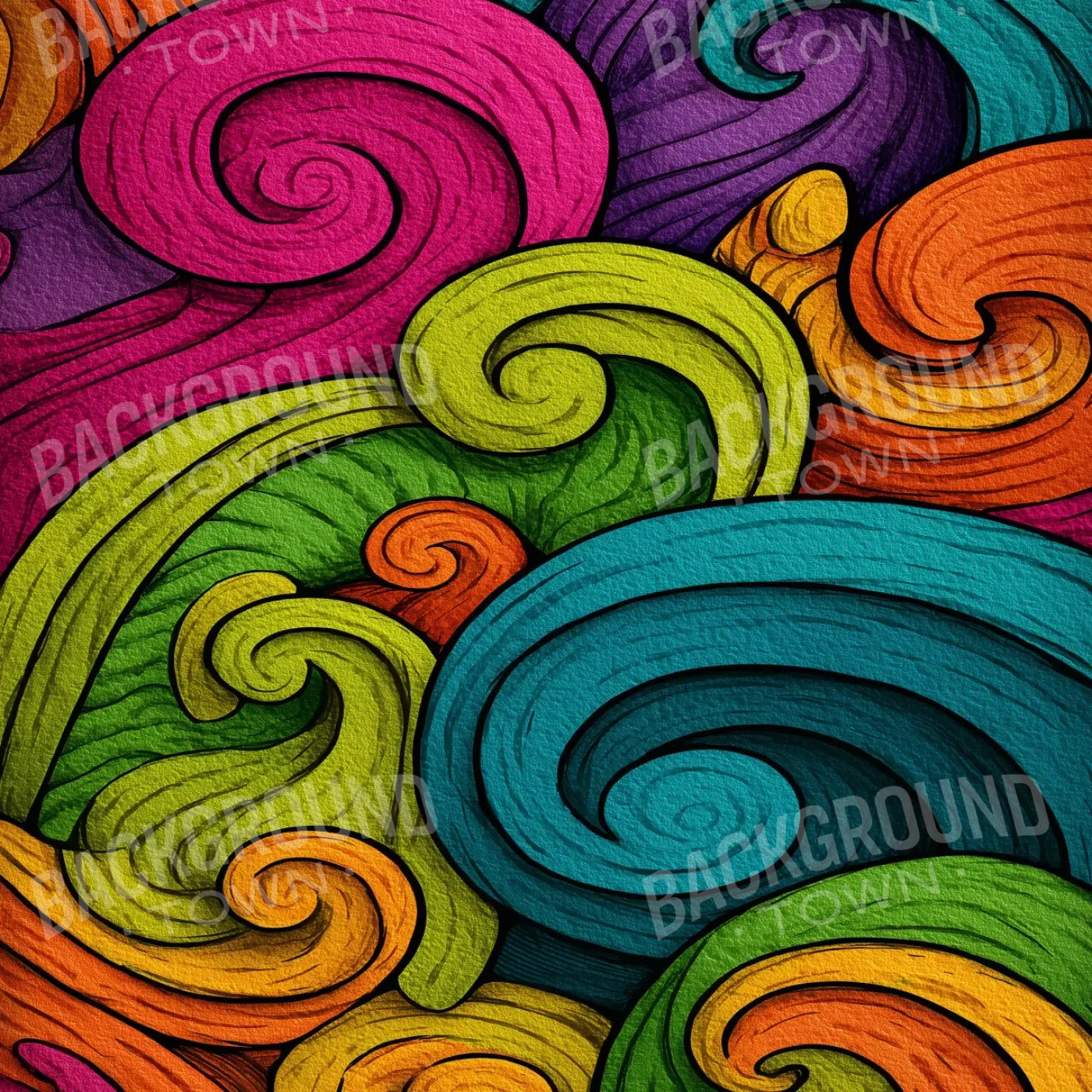 Highlighter Swirls 8’x8’ Fleece (96 x 96 inch) Backdrop