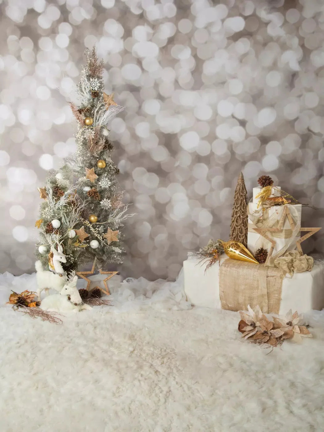 Holiday Bokeh 8X10 Fleece ( 96 X 120 Inch ) Backdrop