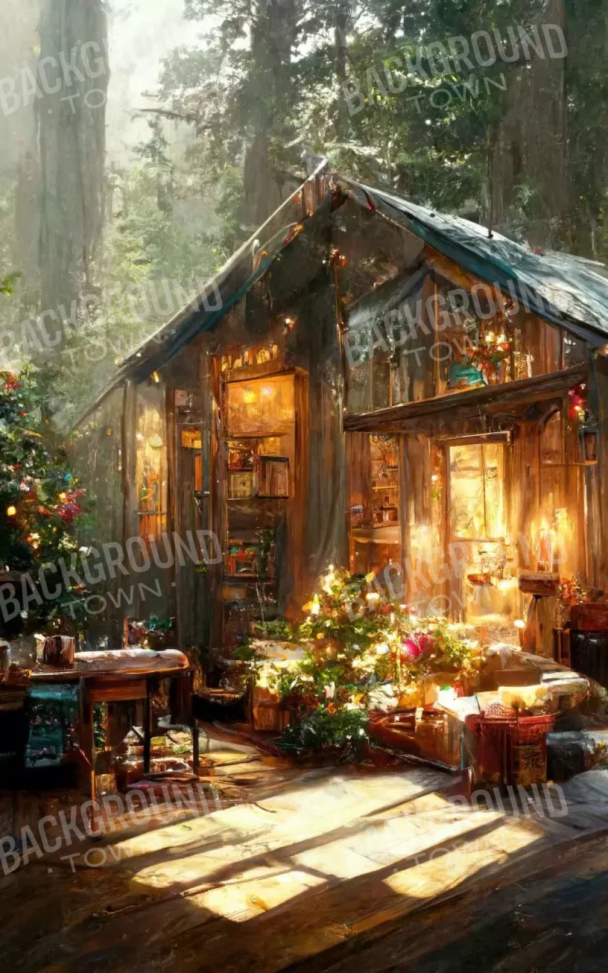 Holiday Cabin Exterior 5’X8’ Ultracloth (60 X 96 Inch) Backdrop