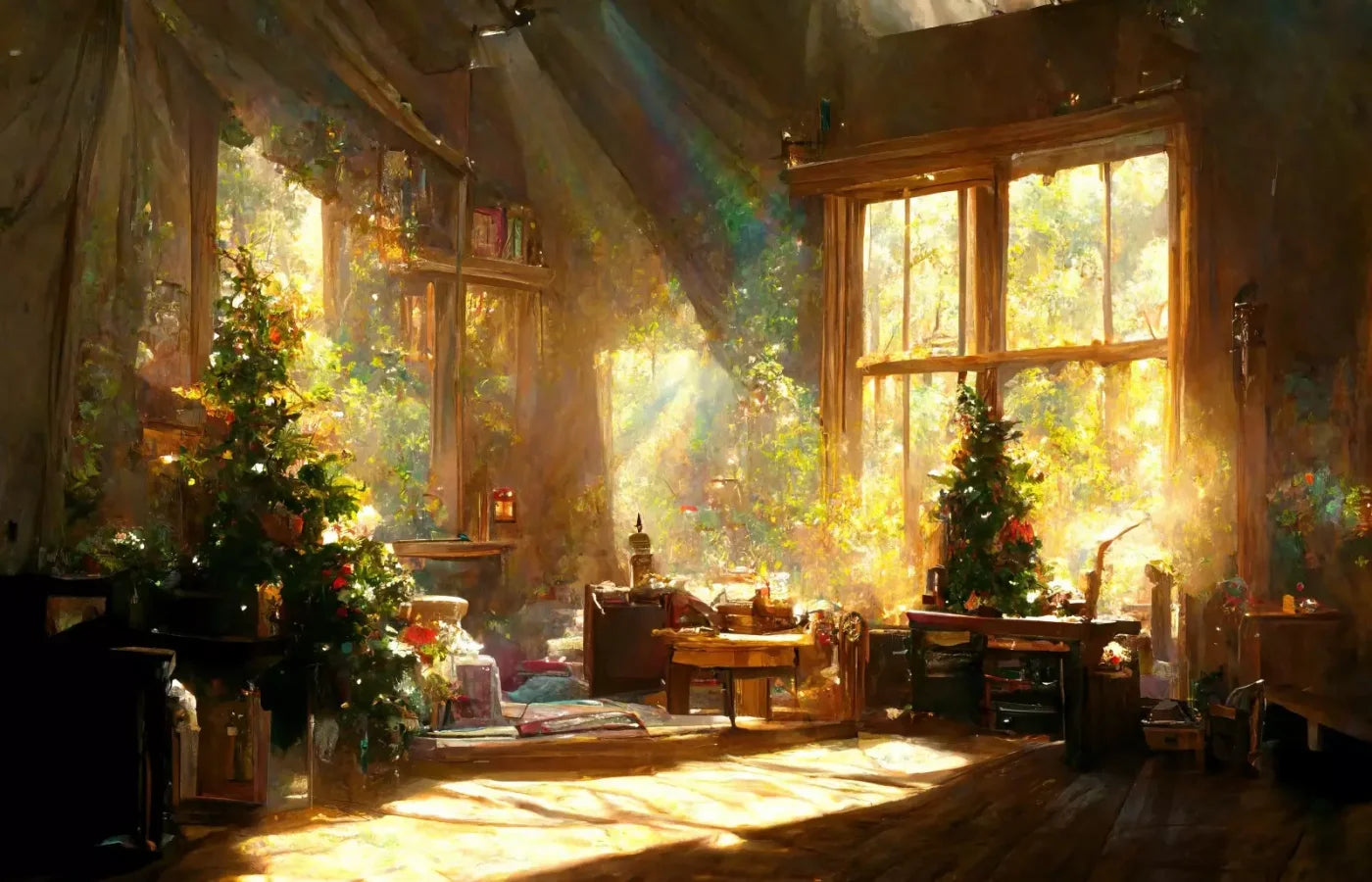 Holiday Cabin Interior 14’X9’ Ultracloth (168 X 108 Inch) Backdrop