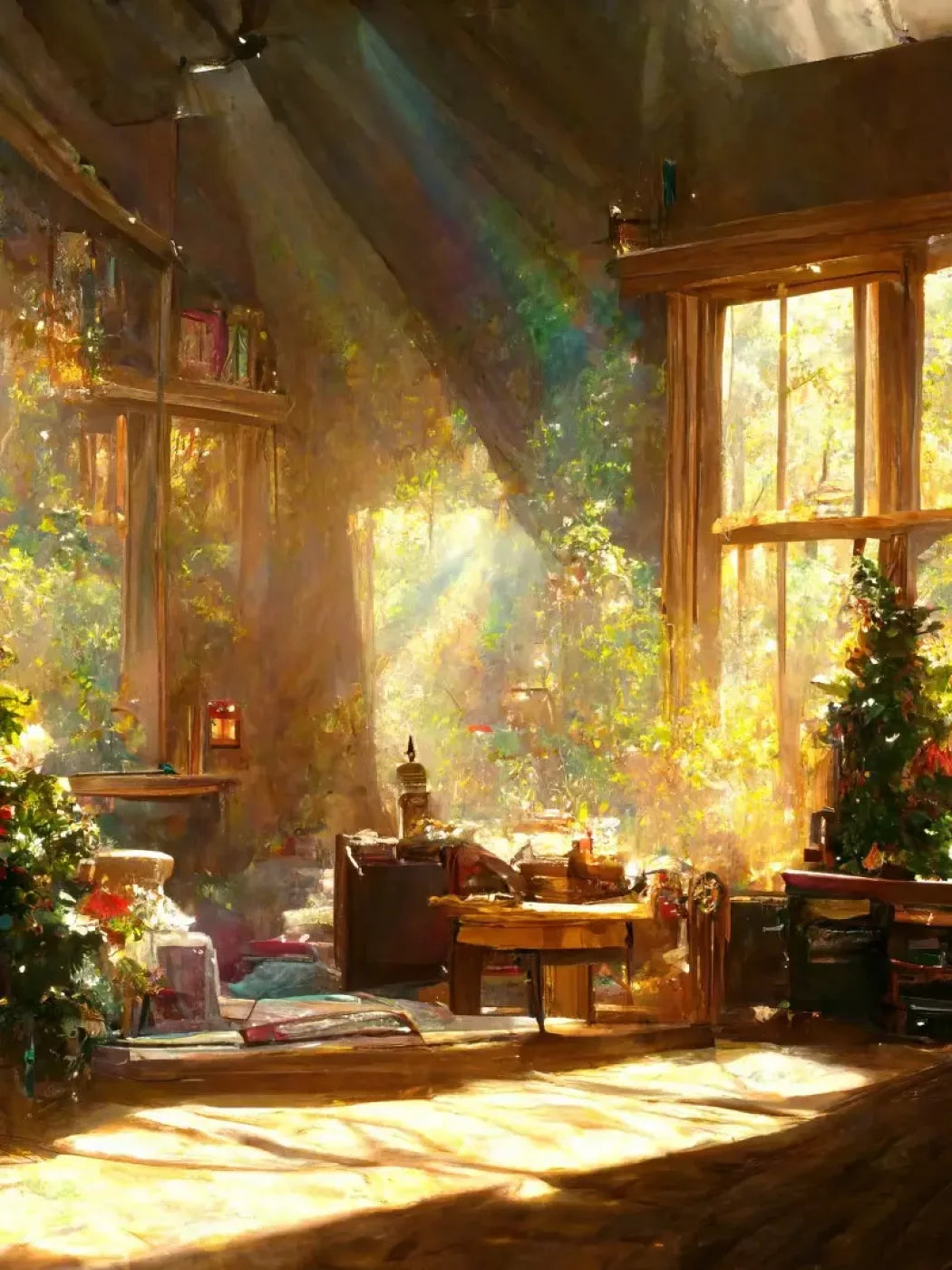 Holiday Cabin Interior 5’X6’8 Fleece (60 X 80 Inch) Backdrop