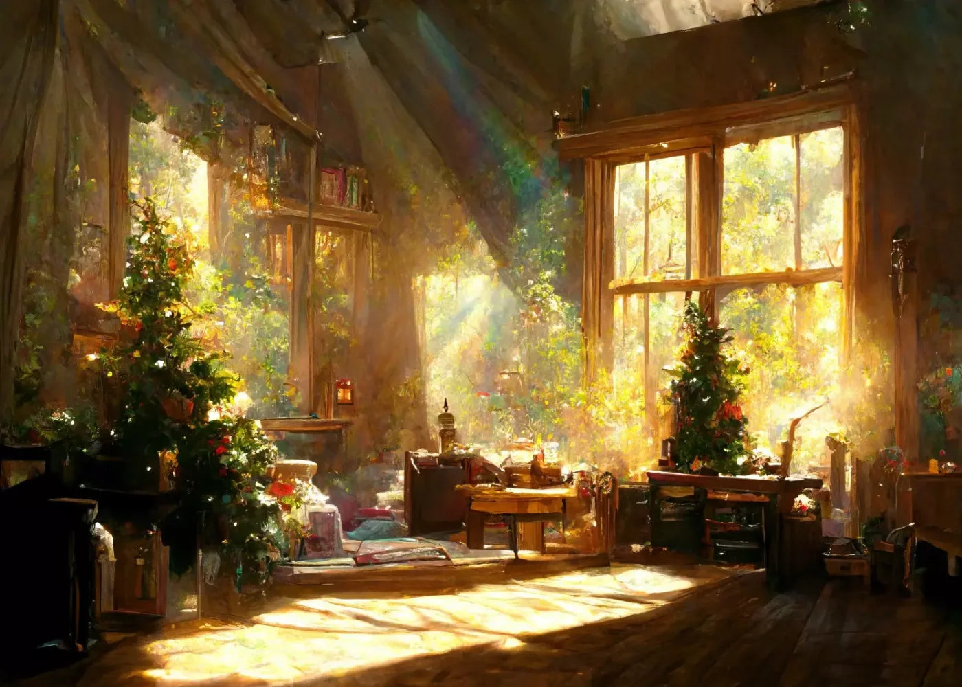 Holiday Cabin Interior 7’X5’ Ultracloth (84 X 60 Inch) Backdrop