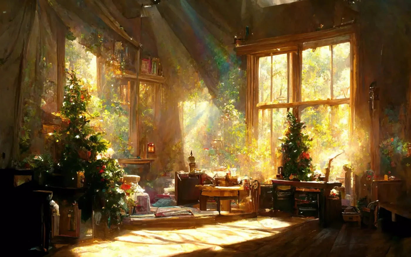Holiday Cabin Interior 8’X5’ Ultracloth (96 X 60 Inch) Backdrop