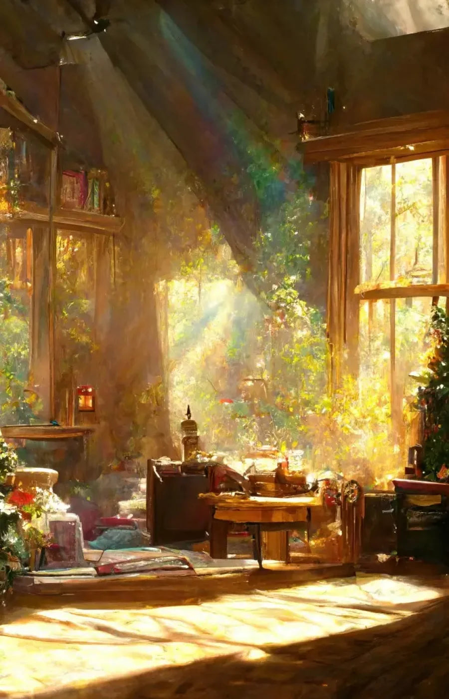 Holiday Cabin Interior 9’X14’ Ultracloth (108 X 168 Inch) Backdrop