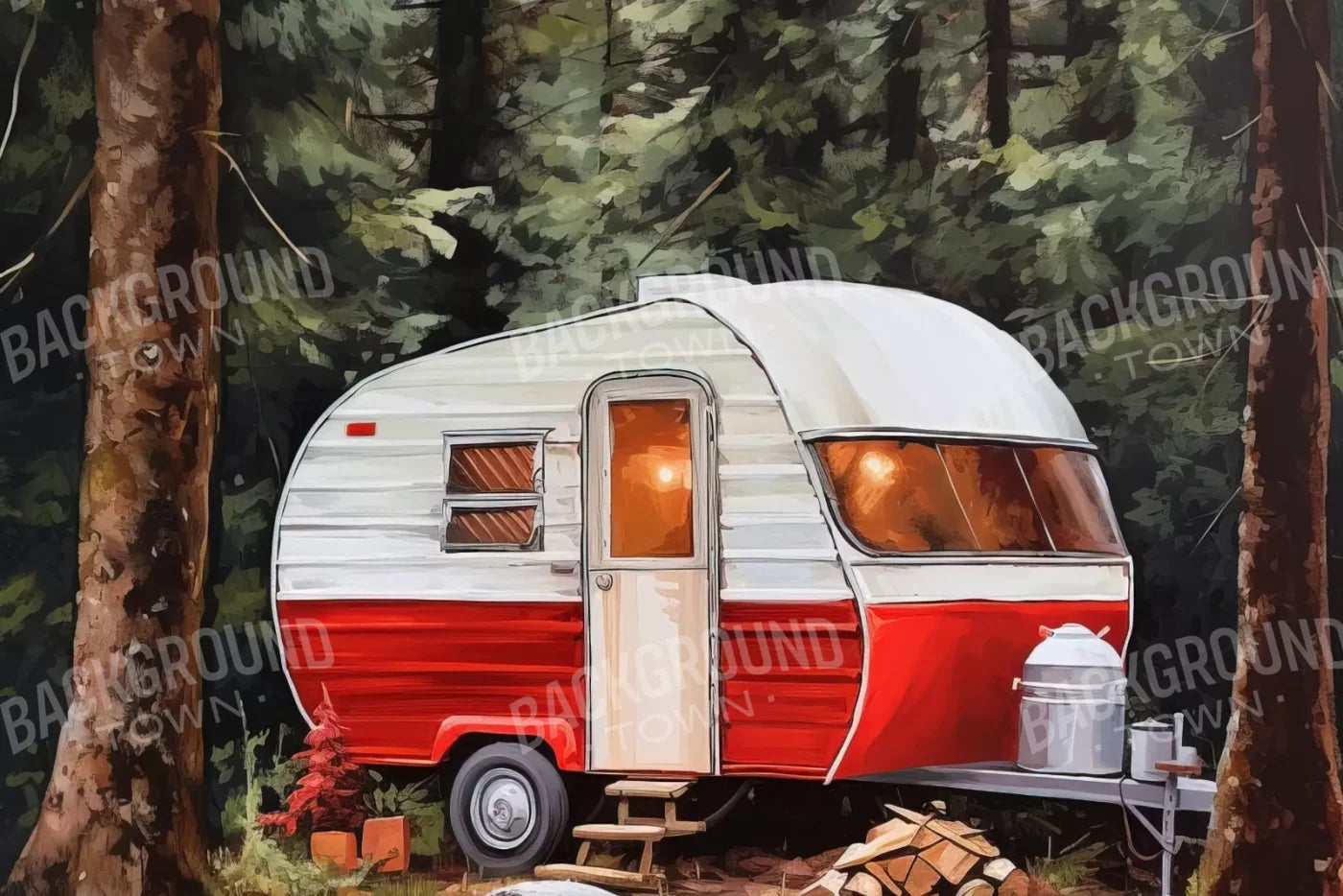 Holiday Camper In Forest Ii 12’X8’ Ultracloth (144 X 96 Inch) Backdrop