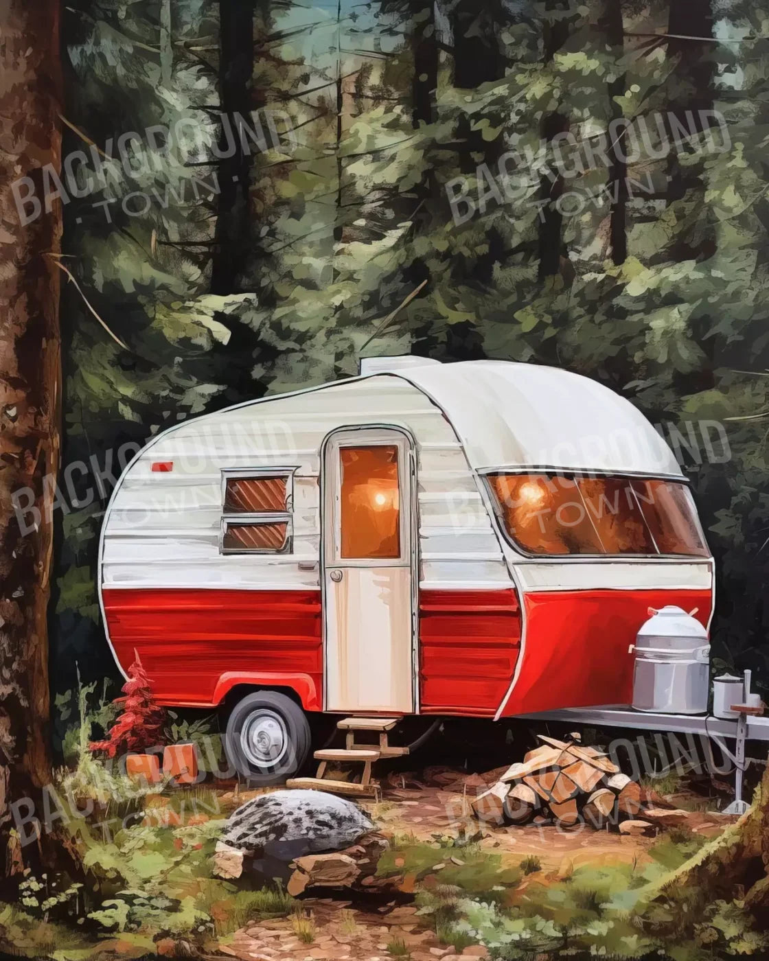 Holiday Camper In Forest Ii 8’X10’ Fleece (96 X 120 Inch) Backdrop