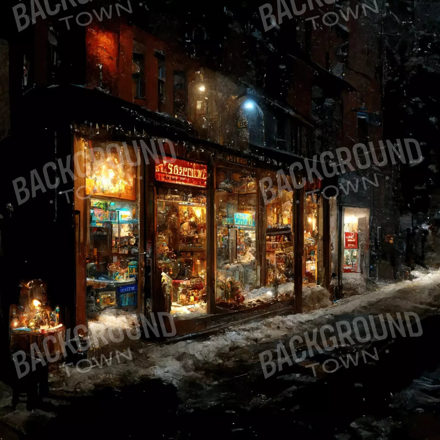 Holiday Storefront 8’X8’ Fleece (96 X Inch) Backdrop