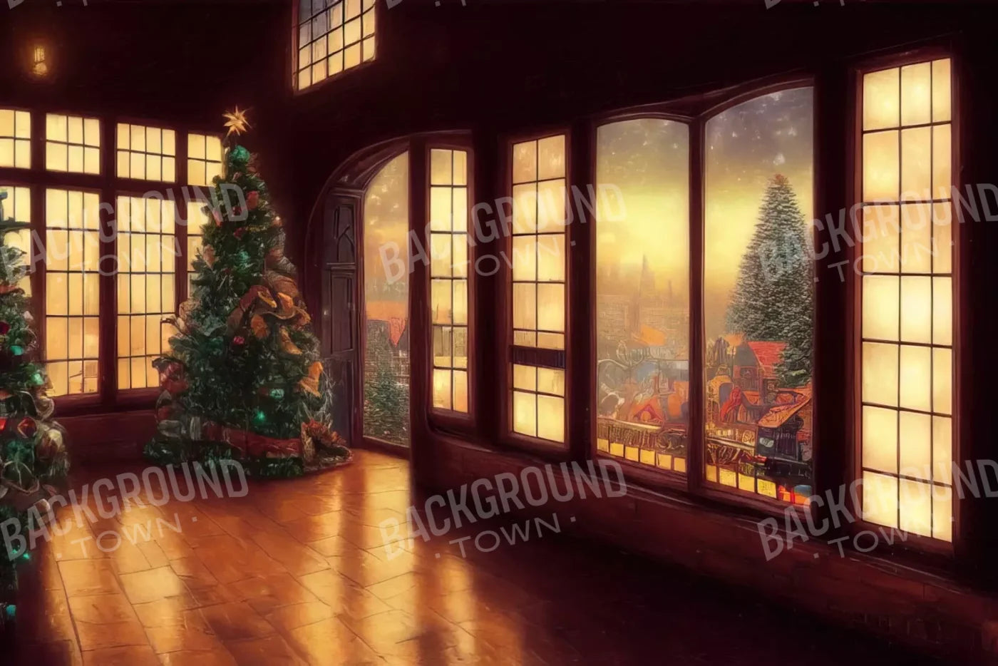 Holiday Train Station 12’X8’ Ultracloth (144 X 96 Inch) Backdrop