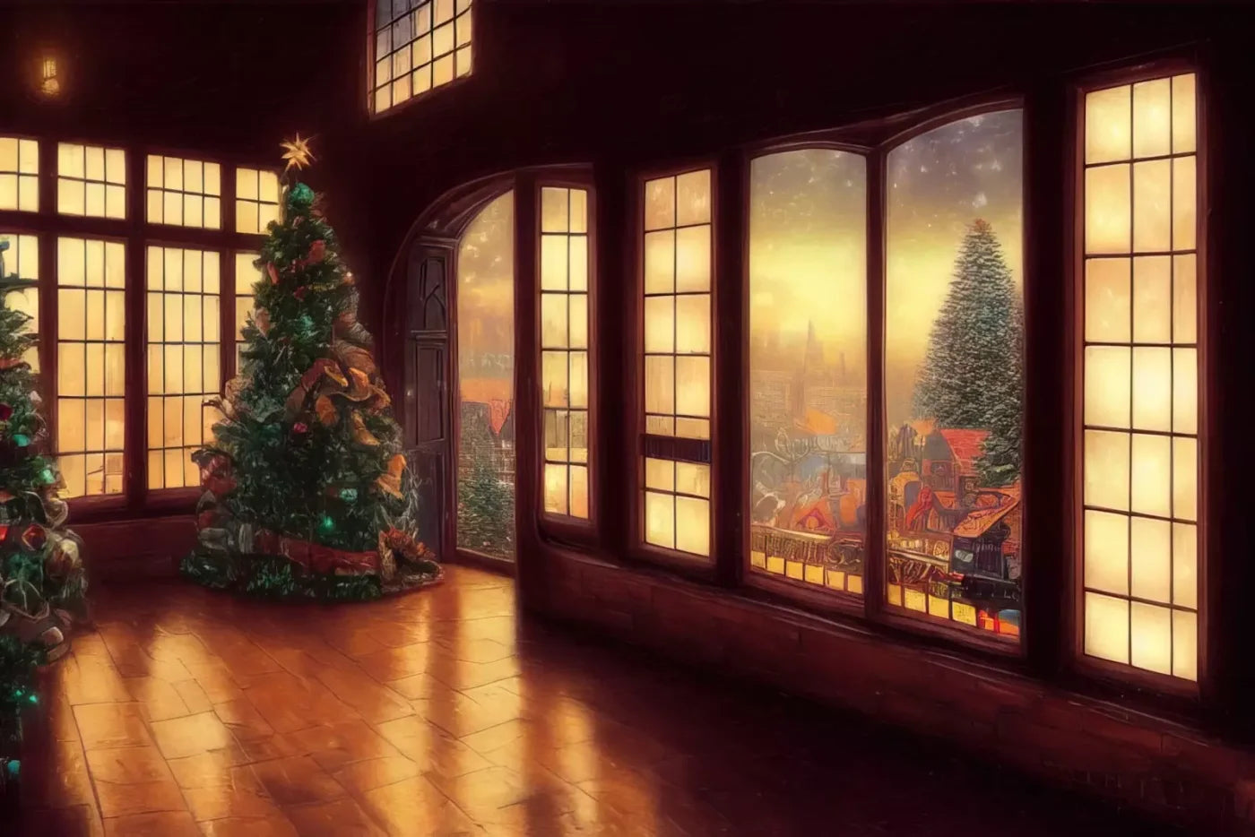 Holiday Train Station 12’X8’ Ultracloth (144 X 96 Inch) Backdrop