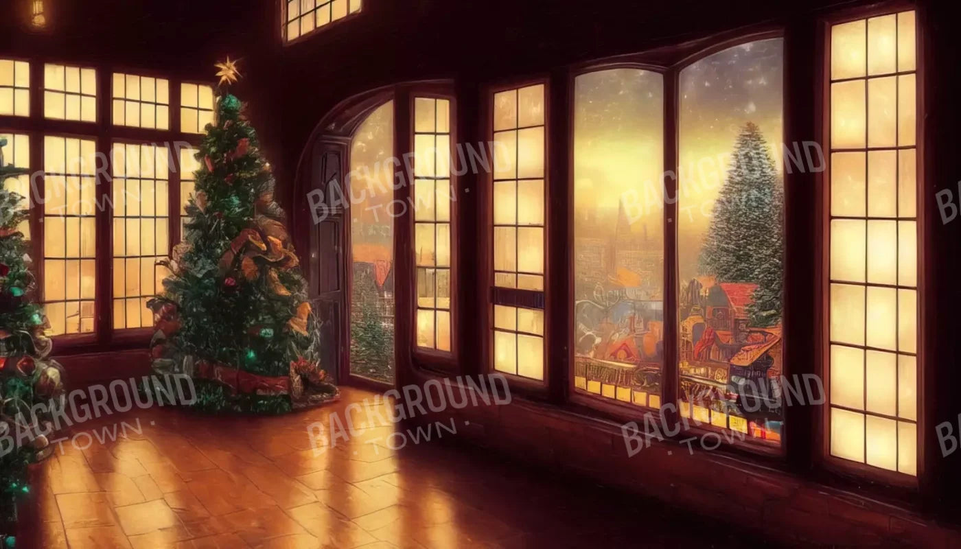 Holiday Train Station 14’X8’ Ultracloth (168 X 96 Inch) Backdrop