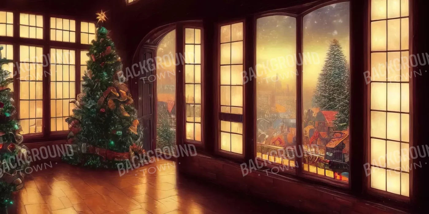 Holiday Train Station 16’X8’ Ultracloth (192 X 96 Inch) Backdrop