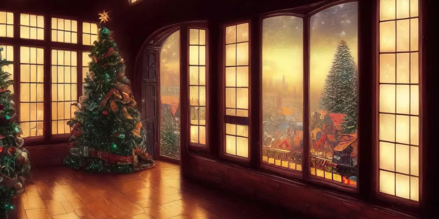 Holiday Train Station 20’X10’ Ultracloth (240 X 120 Inch) Backdrop