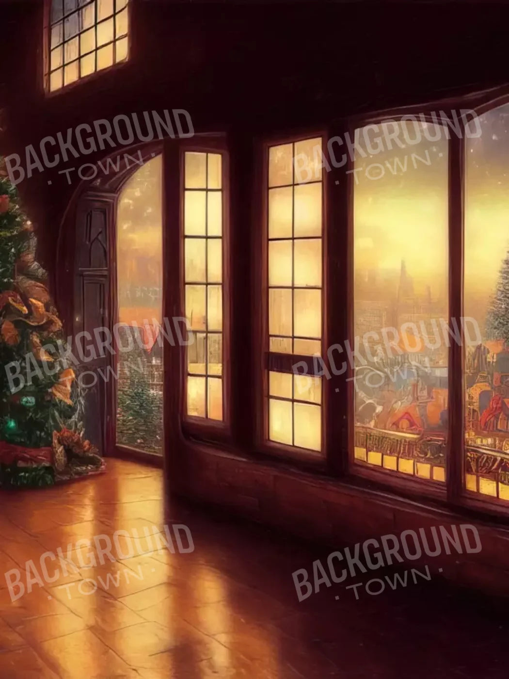 Holiday Train Station 5’X6’8 Fleece (60 X 80 Inch) Backdrop