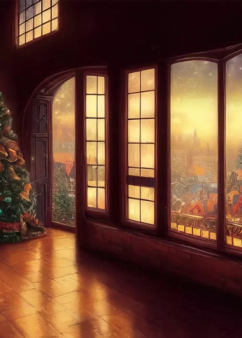 Holiday Train Station 5’X7’ Ultracloth (60 X 84 Inch) Backdrop